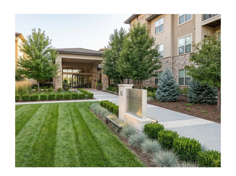 Commercial property entry landscaping
