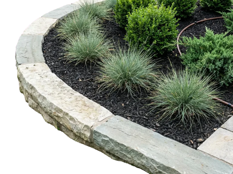 Close-up of landscape planting and stone detail work
